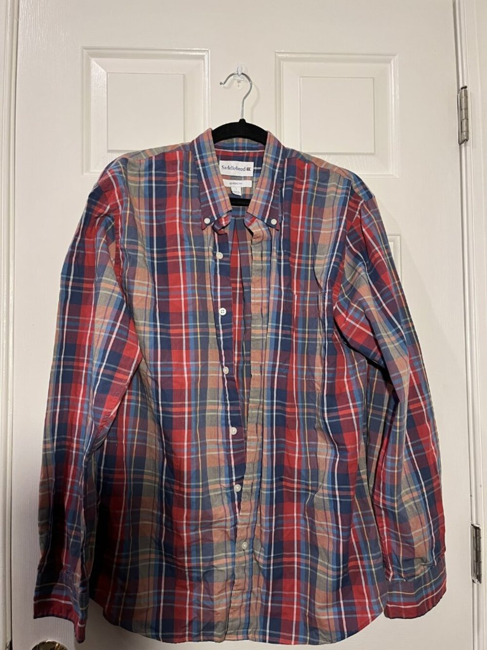 Saddlebred Size Large (L) Plaid Button-Down Casual Shirt